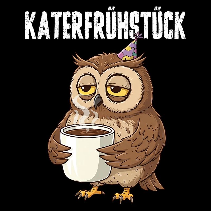 Katerfrühstück Eule mit Kaffee lustiger Hangover