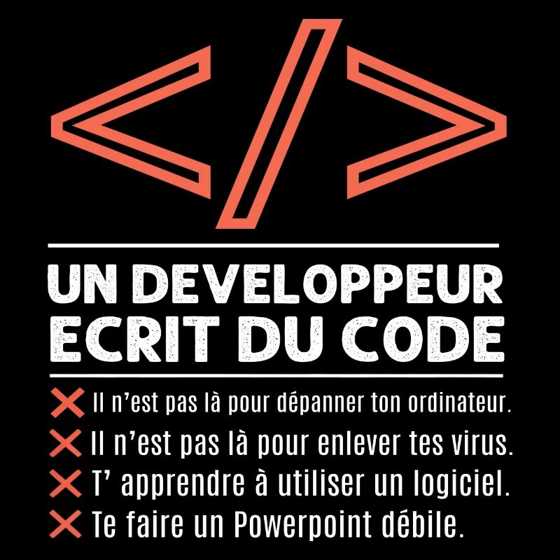 Un développeur écrit du code humour programmation