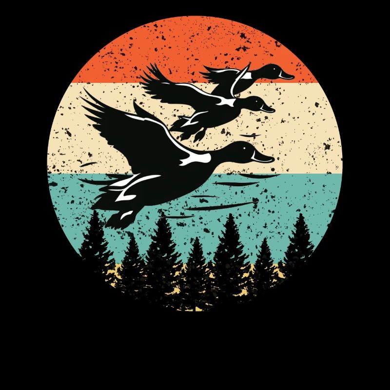 Retro Duck Hunting Sunset Flying Duck Hunter