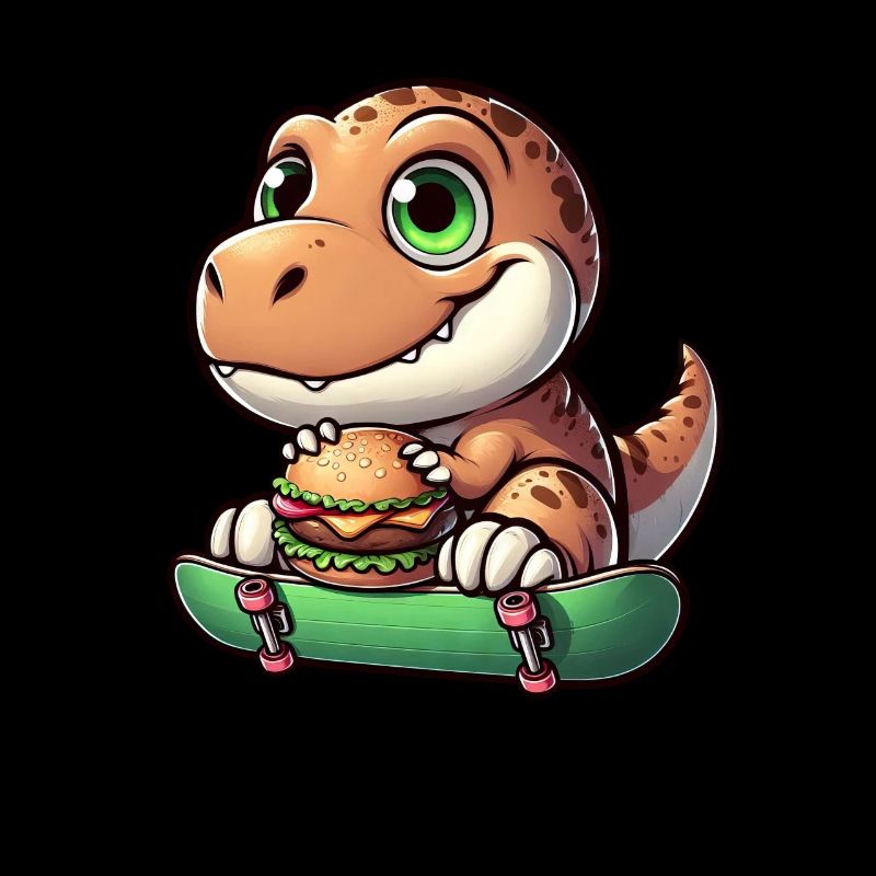 T-Rex Dinosaurier Skateboard Cheeseburger Spaß