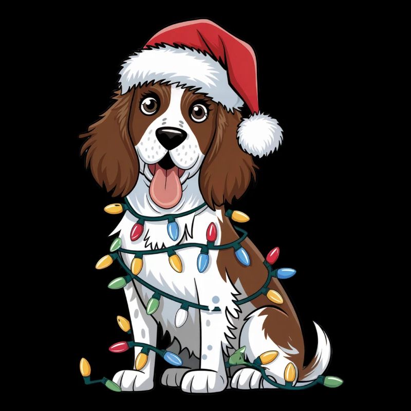 Anglais Springer Spaniel Noël Lumières de Noël