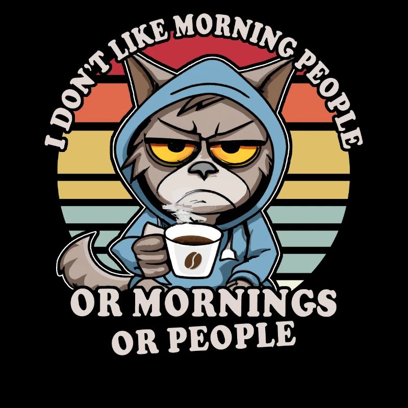 Cat drinks coffee Morning grouch