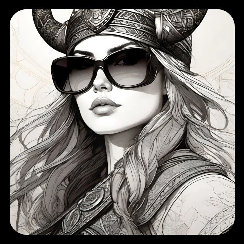 Moderne Stolze Wikingerin mit Sonnenbrille
