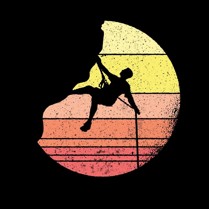 Rock Climbing in Vintage Retro Boulder Climber