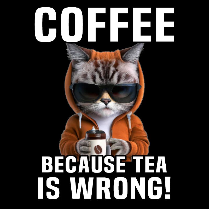 Café buvant du thé pour chats