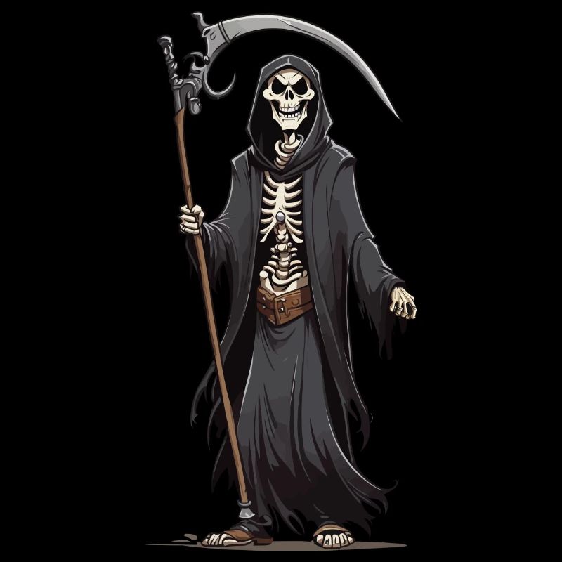 Cartoon Grim Reaper Halloween Bone Skeleton