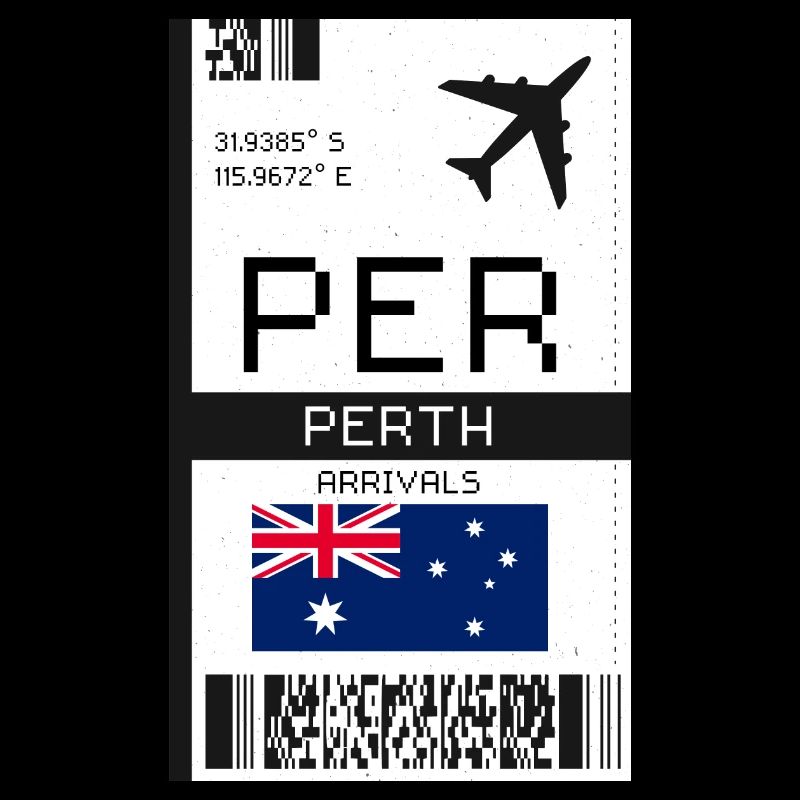 Perth, Australia Boarding Pass - PER Flight Ticket