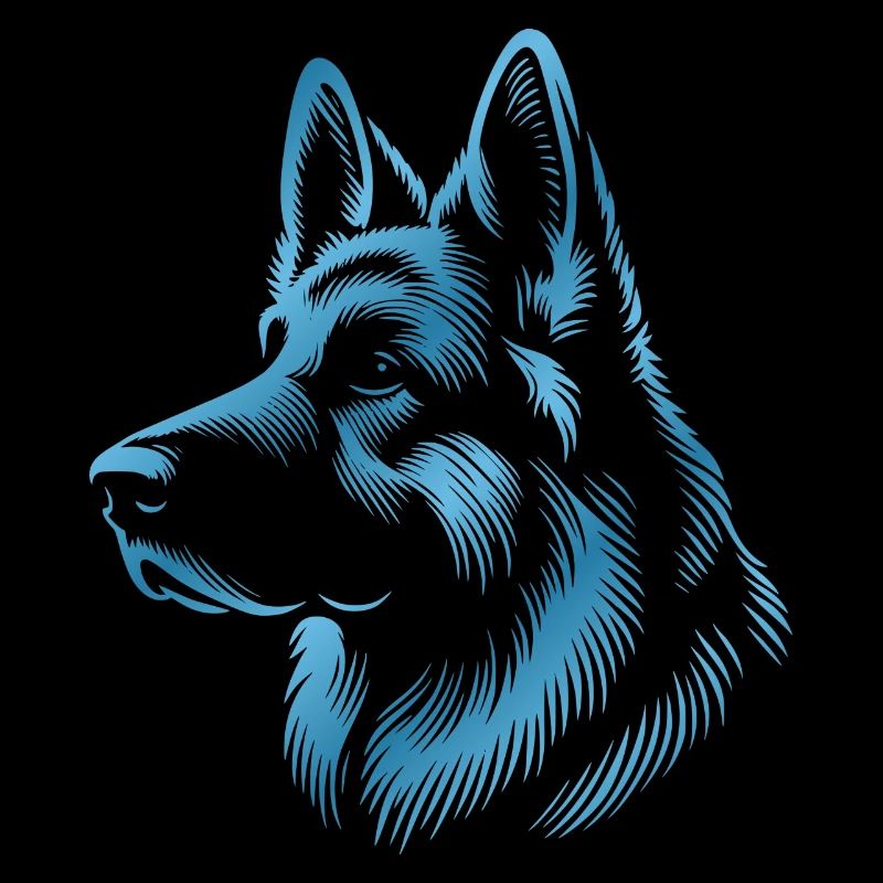 German Shepherd Head Blue