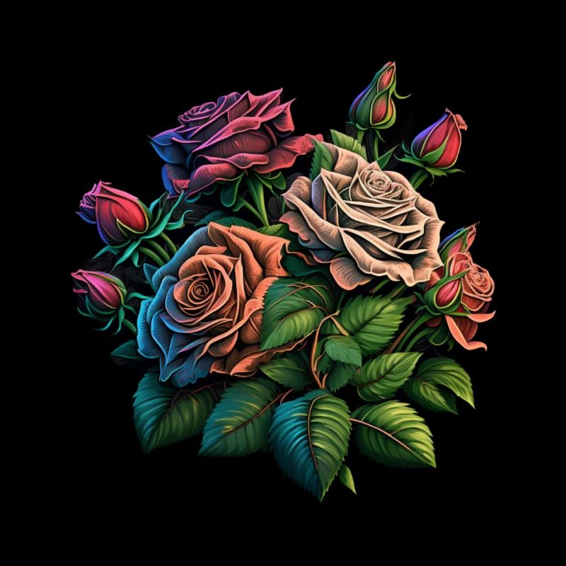 BEAU BOUQUET DE ROSES - Fleurs Multicolores
