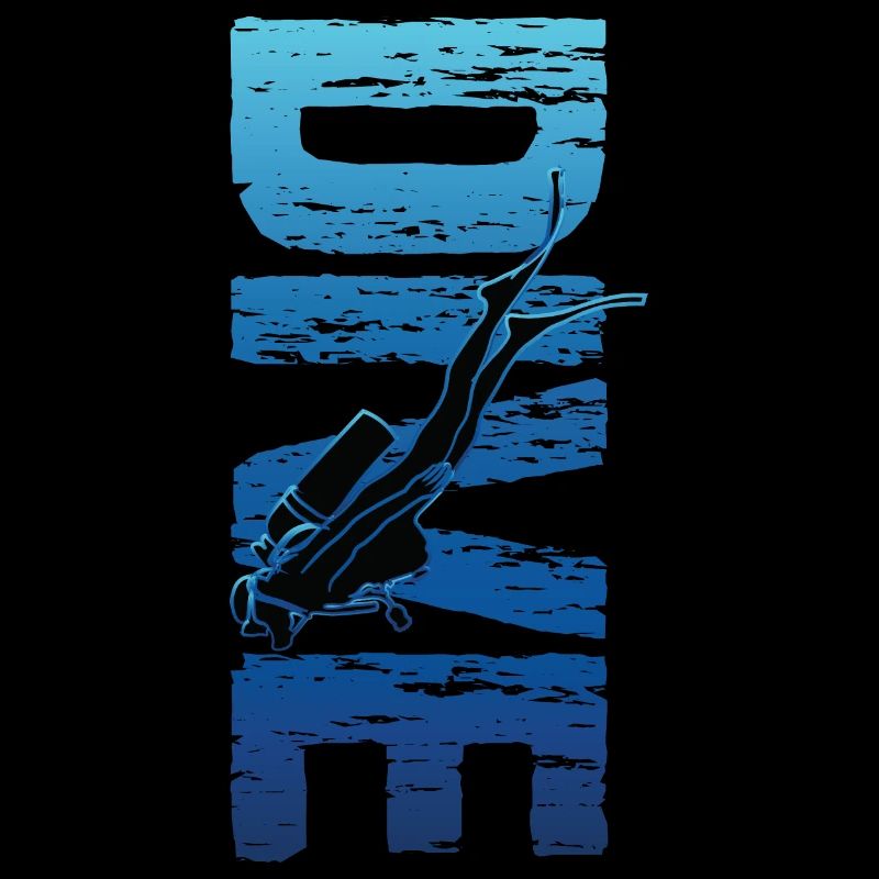 Plongée Texte Vertical Vintage Scuba Diver