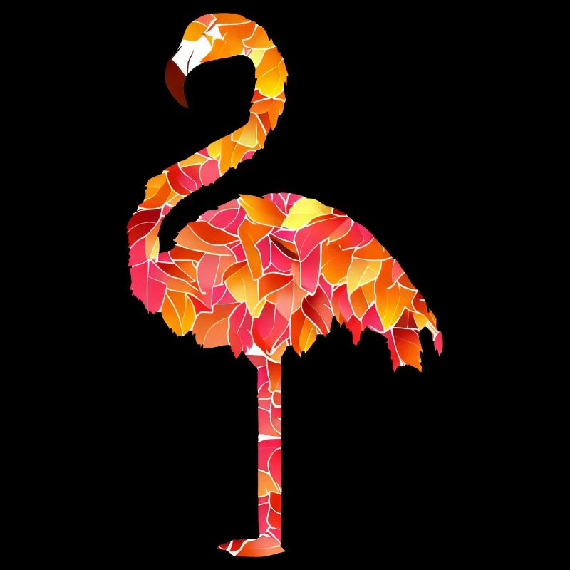 Flamant rose des feuilles d’automne