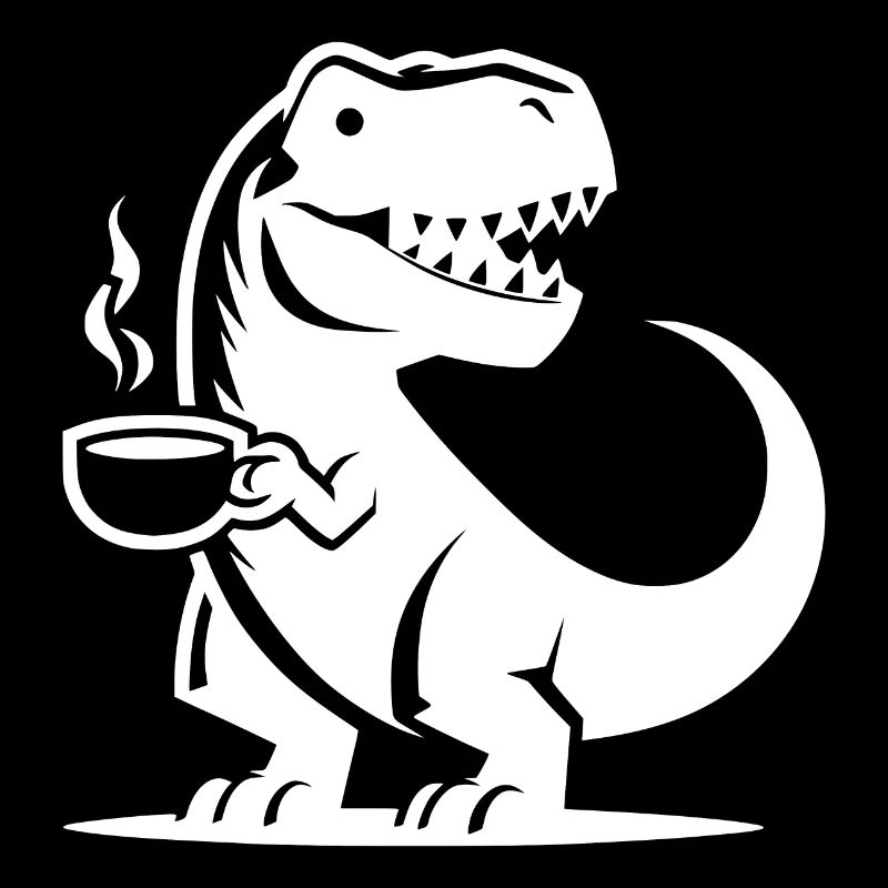T-Rex with Coffee Cup Grim Caffeine Dino