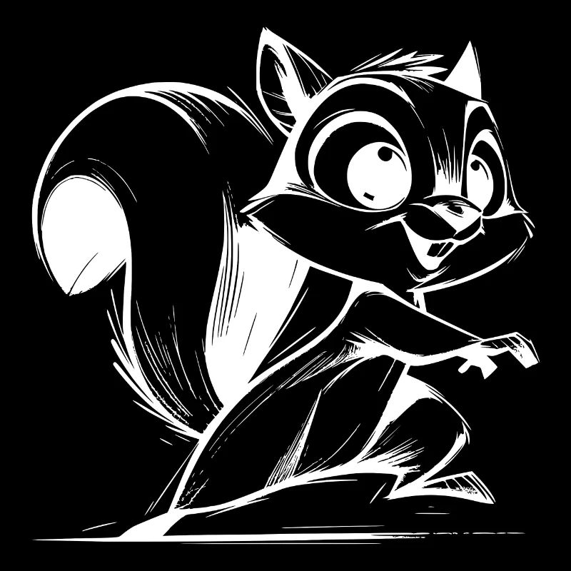 Kleines putziges Eichhörnchen Bleistift Zeichnung