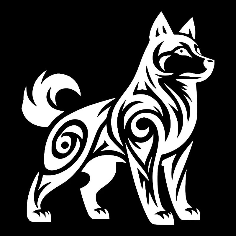Wolf with Tribal Pattern Mystic Husky Dog