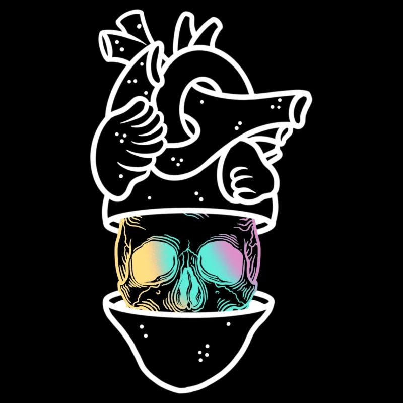 Heart Skull 3 white