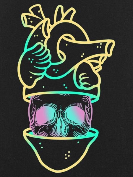 Heart Skull 3 yellow