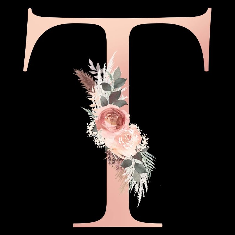 Monogramme personnalisable T Fleurs Boho