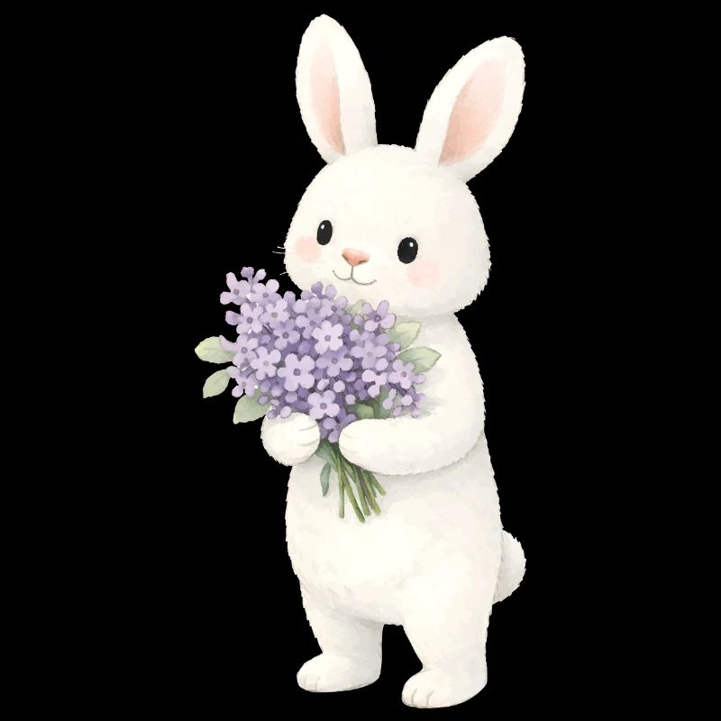 Bunny with lilac illustration