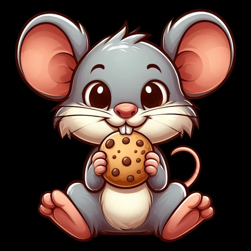 Mignon dessin animé chat grignotage biscuit
