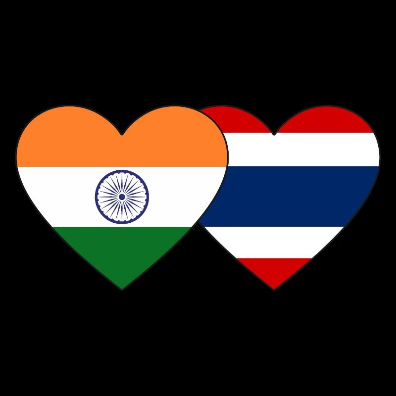 Inde Thaïlande Flag Heart