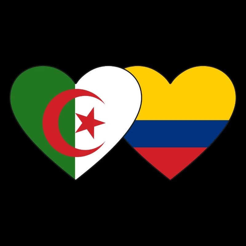Algérie Colombie Drapeau Coeur
