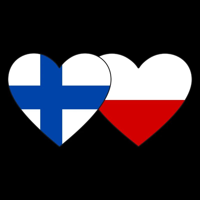 Finlande Pologne Drapeau Coeur