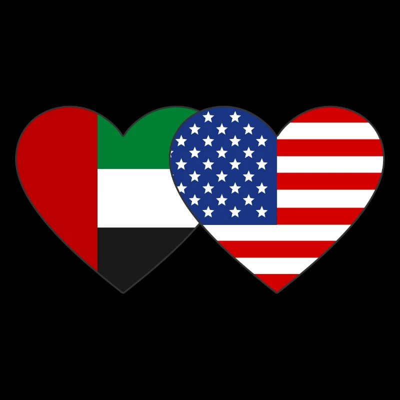 Émirats arabes unis États-Unis Drapeau Coeur