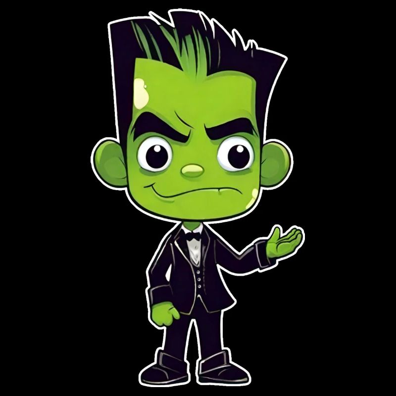 Mignon monstre vert dans un costume élégant