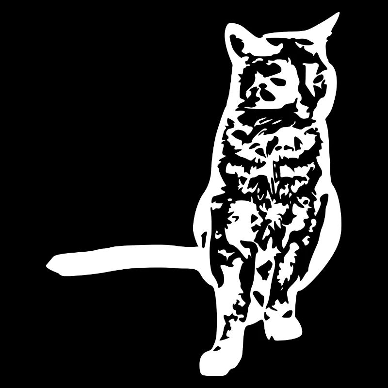 Chat White Silhouette Cadeau Cat Lover