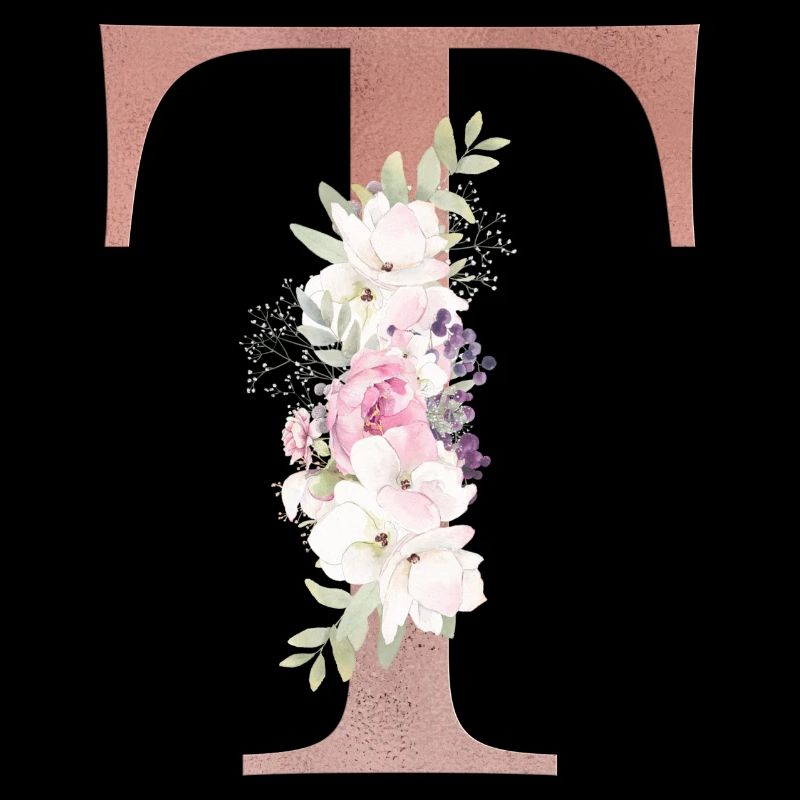 Customizable Monogram T Floral