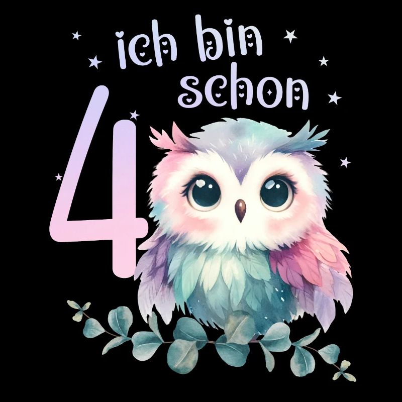 Geburtstag 4 Eule Vierter Geburtstag Mädchen 4 Jah
