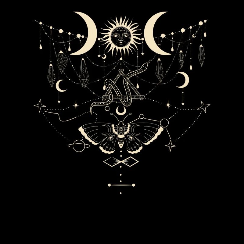 Sun Moon Stars, Boho, Planet, Snake, Esotericism