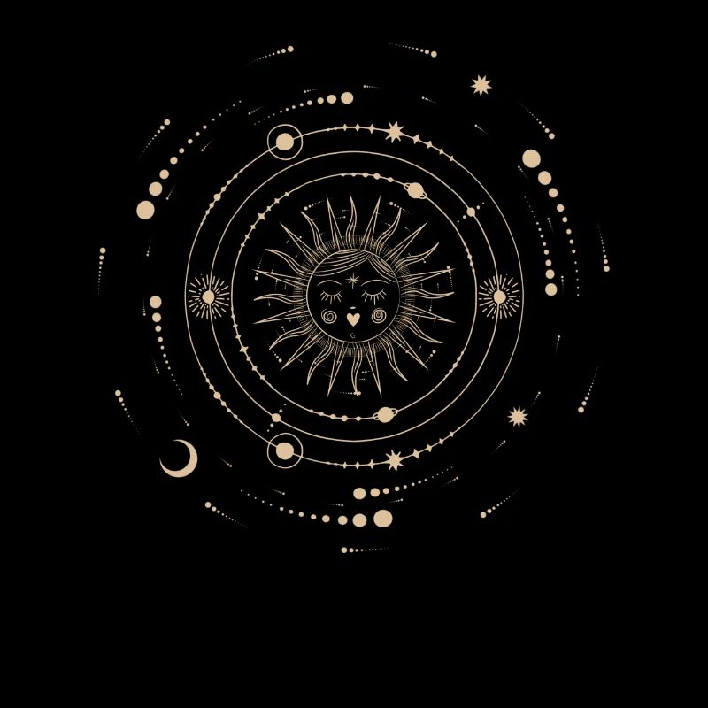 Lune, Soleil, Ésotérisme, Taro, Boho, Henné, witch