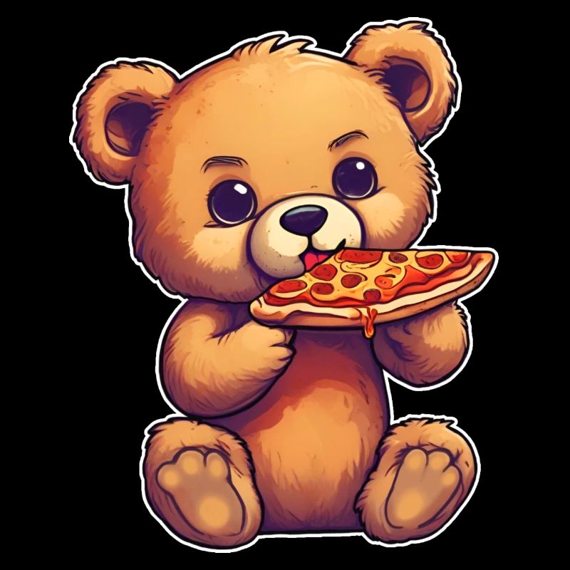 L’ours en peluche adore la pizza