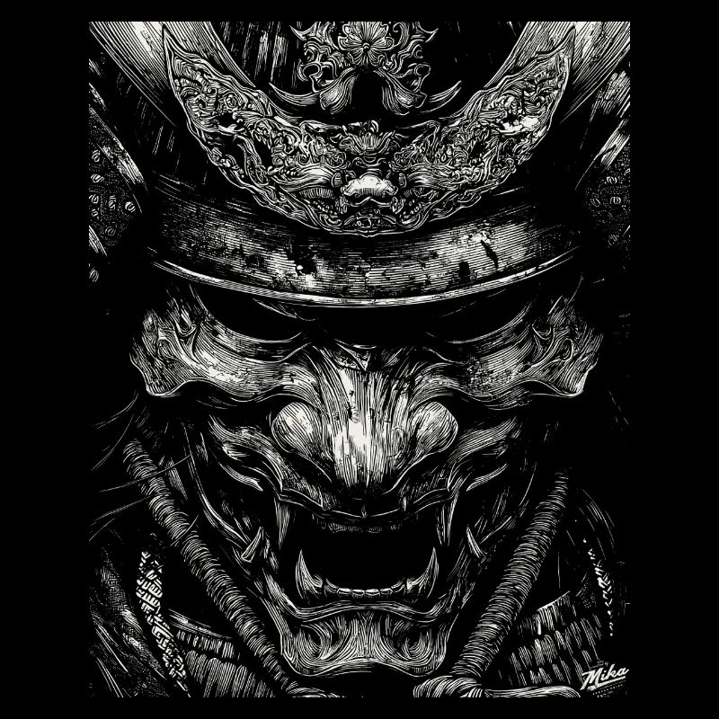 Demon mask in high contrast