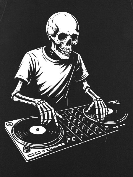 Skeleton DJ on Turntables