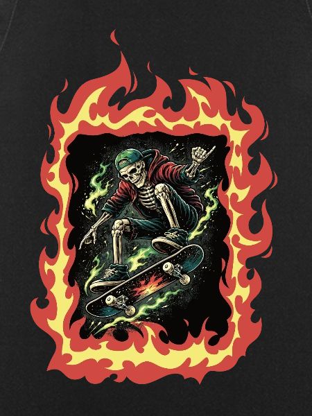 Flames Skeleton Skateboard