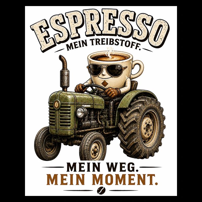 Espresso Treibstoff auf dem Traktor
