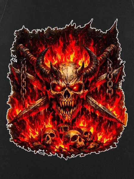 Fire Skull with Horns