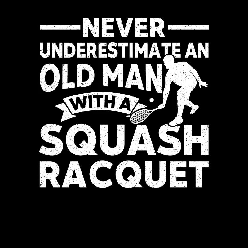 Squash Player Old Man With Squash Racket Squash