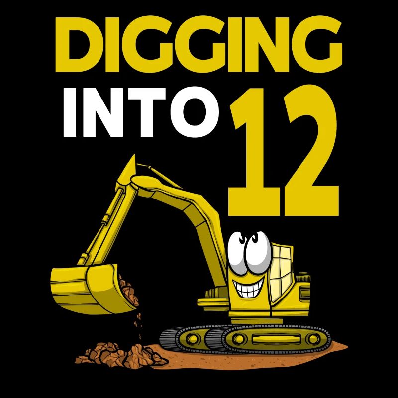 Excavator Driver Digging Into 12 Birthday