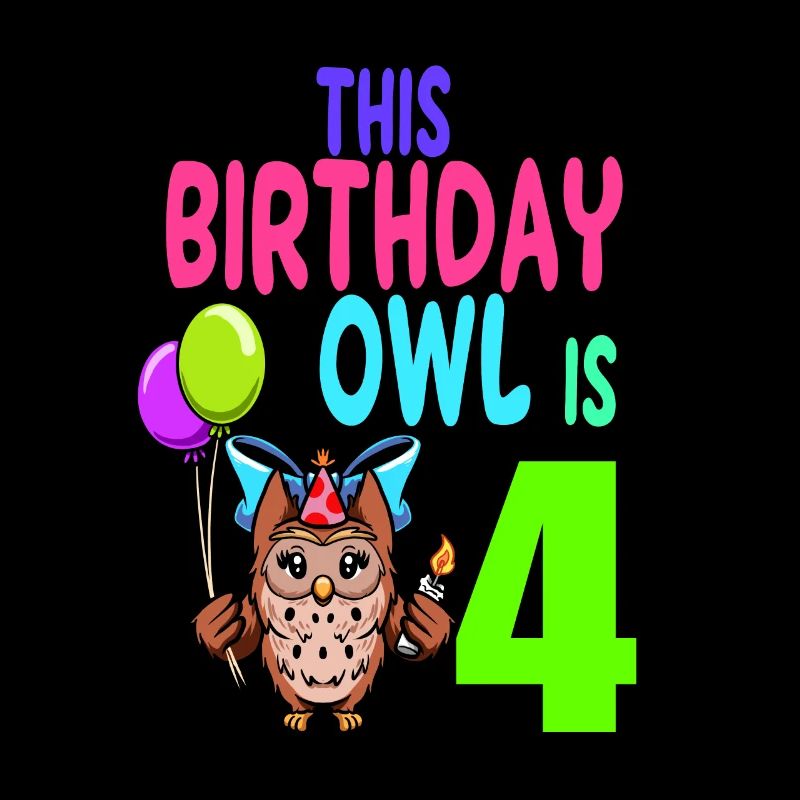 Eule Geburtstag Kinder Mädchen 4. Geburtstag Eulenliebhaber