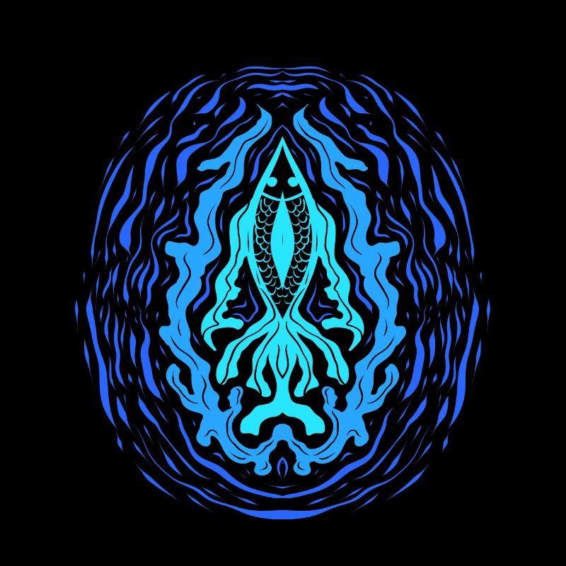 "AQUA" ~ Psychedelic Fish Pattern