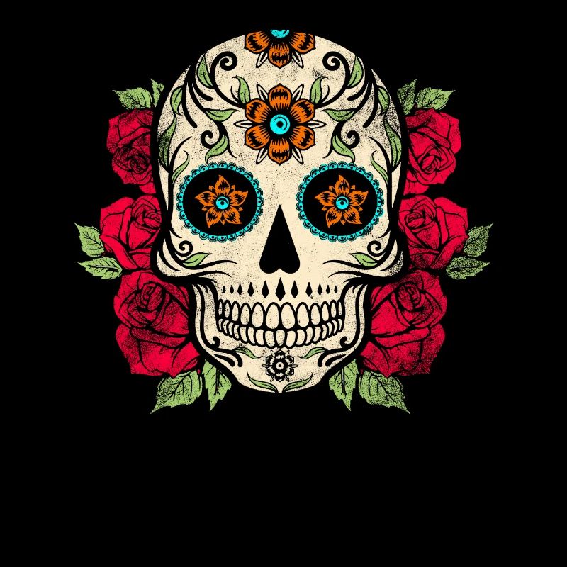 Jour des morts - crâne coloré avec des fleurs