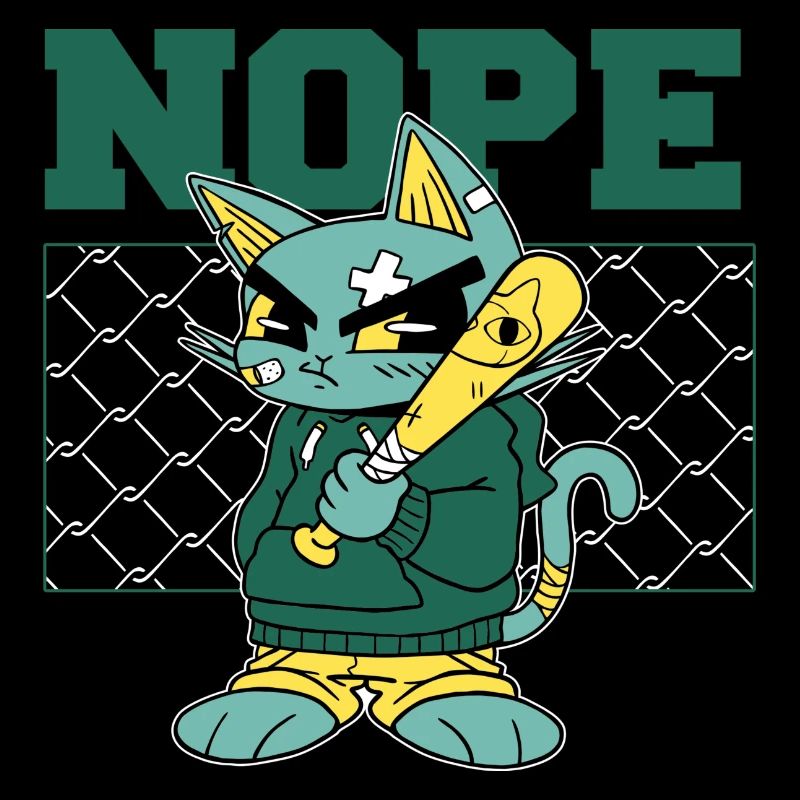 Chat en colère avec une batte de baseball - NON !
