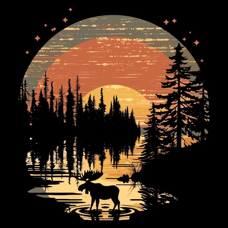 Elch Elche Waldtier Sunset
