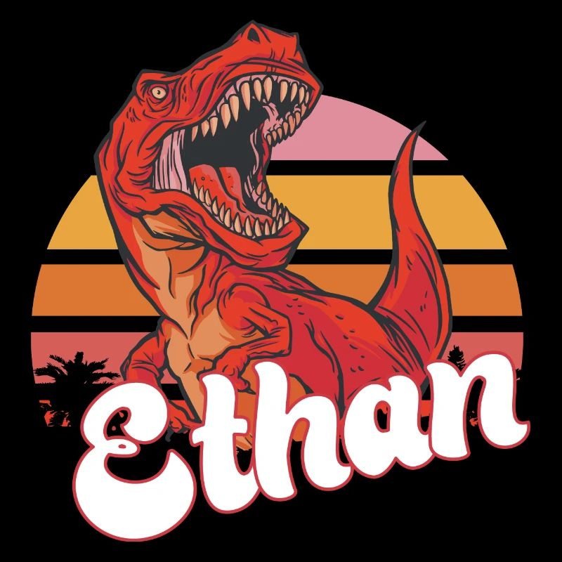 ETHAN - Beautiful boy name with T-REX Dino