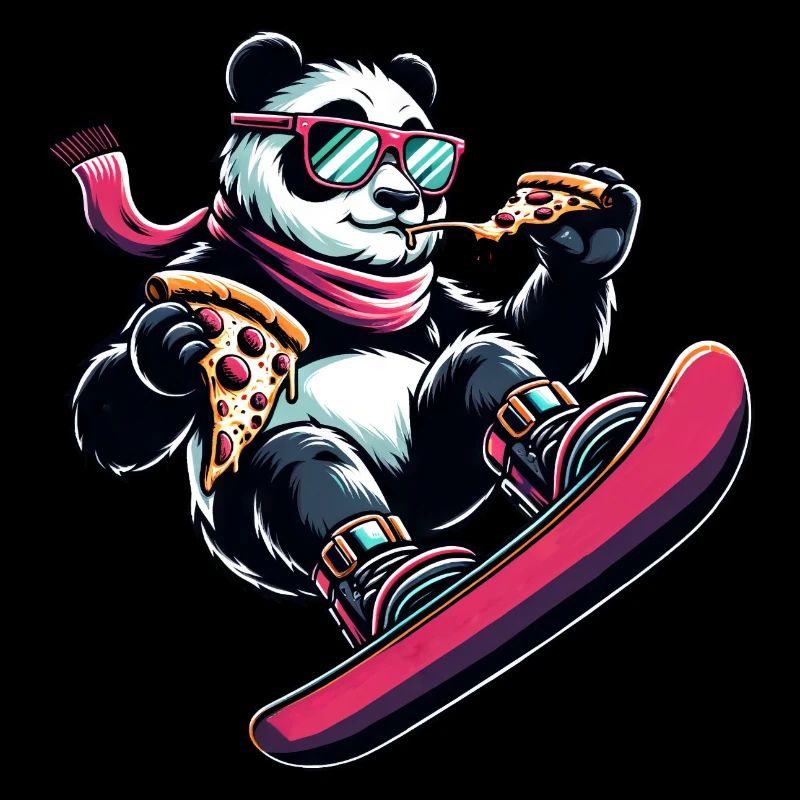Snowboarder Panda Rose : Aventure Pizza