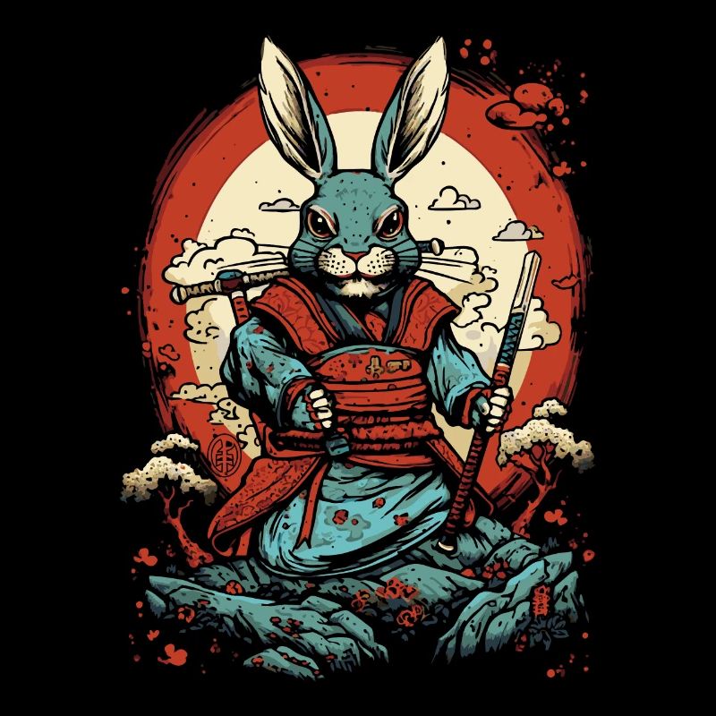 Altes Japan: Ein Hase als Edo-Samurai