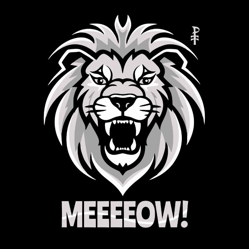 Miau Emblem eines Löwenkopfes